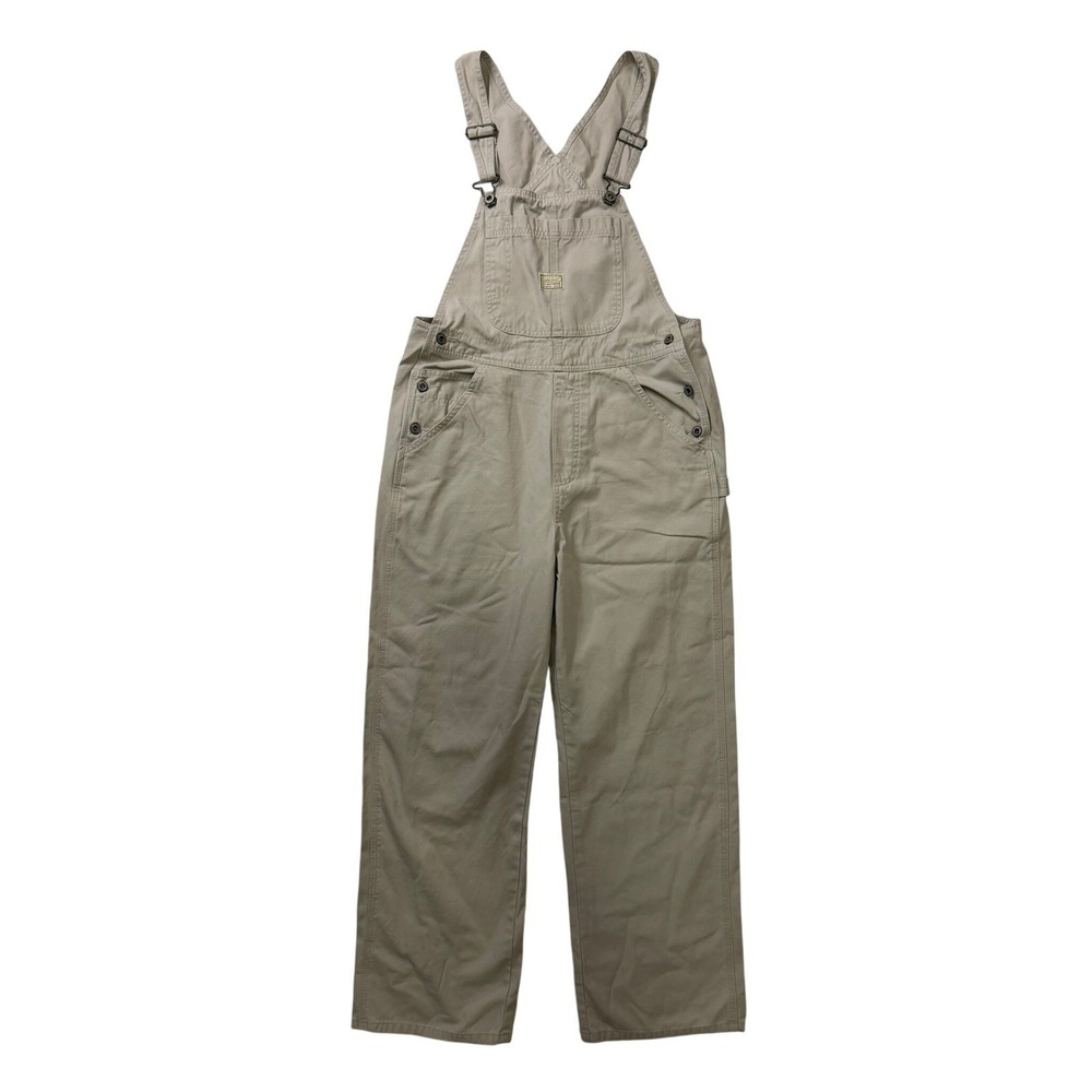 Old Navy Womens Khaki Tan Cotton Canvas Denim Overalls Straight Leg Size S